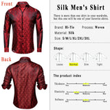 Hi-Tie Long Sleeve Silk Shirts Men's Suit Dress Outwear Slim Jacquard Wedding Floral Paisley Gold Blue Red MartLion   