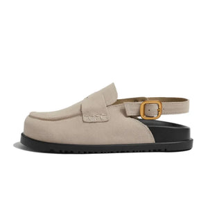 Birkenstocks leather overhead sandals women's summer soft sole thick sole half slippers to wear lazy shoes MartLion   