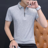 Summer Men's Tshirts Summer Cotton Short Sleeve Turn-down Collar Korean Style Mart Lion Gray T-shirt M 46-56 KG China