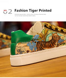 Tiger Printed Shoes Men's Breathable Low Designer Lace-up Flat Casual zapatos hombre MartLion   
