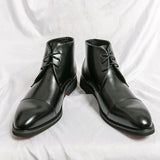 Leather Men Boots Solid  Pointed Toes Dress Leather Boots MartLion   