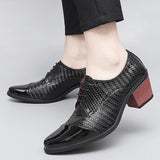 Men's Red  White Luxury Oxford Shoes Height Increase Patent Leather Formal Office Wedding High Heels MartLion   