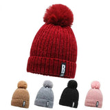 Winter Chenille Wool Hat Women's Padded Warm Knitted Women's Hats Cycling Pullover Hat MartLion   