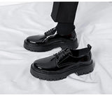 Men's Oxford shoes patent leather men's office formal formal lace-up heightened black leather MartLion   