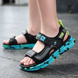 Summer Beach Water Children Sandals Shoes Lightweight Non-slip Soft Bottom Shading Leather Boys Mart Lion   