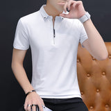 Summer Men's Tshirts Summer Cotton Short Sleeve Turn-down Collar Korean Style Mart Lion White T-shirt M 46-56 KG China