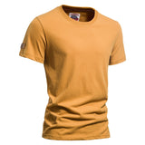 Outdoor Casual T-shirt Men's Pure Cotton Breathable Crew Neck Short Sleeve Mart Lion Yellow EU size M 