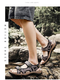 Sandals Genuine Leather Designs Shoes Beach Sport Hiking Hook amp Loop Mart Lion   