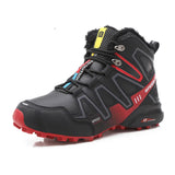 Warm Hiking Shoes Men's Winter Snow Tactical Boots Climbing Mountain Sneakers Combat MartLion BLACK RED 9-3 39 