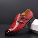 Men's Casual Shoes Snakeskin Grain Microfiber Leather Slip-on Buckle Dress Office Oxfords Party Wedding Flats Mart Lion   