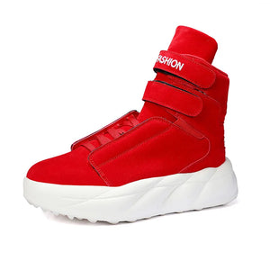 Design Purple Men's Street Shoes Slip-on Hook and Loop Platform Lightweight Non-slip High Top Sneakers MartLion Q7 red 39 