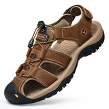 Summer Men's Sandals Genuine Leather Casual Shoes Outdoor Leather Sandals Beach Shoes MartLion Brown 41 