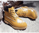  Yellow Men's Tooling Boots Casual Leather Ankle Couple Winter Shoes Women Motorcycle Mart Lion - Mart Lion