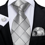 Gray Striped Paisley Silk Ties For Men's Wedding Accessories 8cm Neck Tie Pocket Square Cufflinks Gift MartLion SJT-7499  