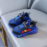 LED Casual Sneakers Red Black For Spring Boys Cartoon Mesh Outdoor Shoes Children Lighted Non-slip MartLion Blue 21-Insole 13.3 cm 