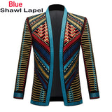 Luxury Baroque Gold Floral Embroidery Blazer Jacket Me'sn Shawl Lapel Velvet Cardigan Blazers  Wedding Party Prom Homme MartLion Pattern 2 US XS 