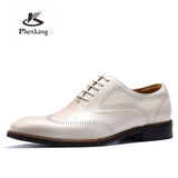 Phenkang Men's Genuine Cow Leather White Spring Luxury Brand Elegant Designer Wedding Bride Moccasin Shoes Mart Lion   