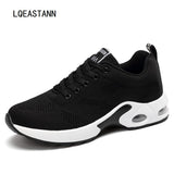 Thick Bottom Ladies Sneakers Breathable Soft Sole Ladies Casual Shoes Women Mesh High-Top Zapatos De Mujer Mart Lion Black 4.5 