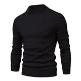 Winter Turtleneck Thick Men's Sweaters Casual Turtle Neck Solid Color Warm Slim Turtleneck Sweaters Pullover Mart Lion MD001-Black Size S 50-55kg 