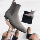 Gray Chelsea Boots Men's  Flock Cowboy Handmade MartLion   