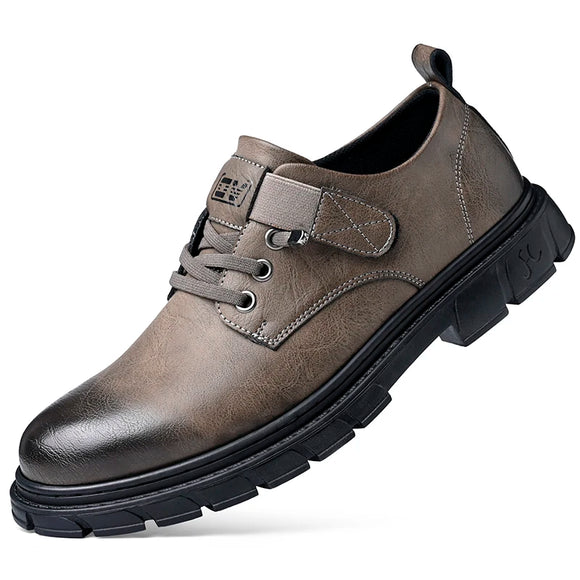 Platform Shoes Men's Casual Shoes Sneakers Luxury Outdoor Genuine Leather Non-slip MartLion Dark Khaki 44 
