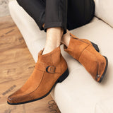 Cow Suede Leather Boots Men's Pointed Toe Dress Ankle Formal Footwear Mart Lion   