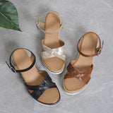 Summer Wedge Sandals for Women Buckle Strap Platform Rome Open Toe Thick Bottom No-Slip MartLion   