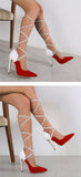 Liyke Style White Red Mixed Color Women Pumps Pointed Toe Strappy Heels Party Wedding Shoes Stiletto Mules Sandals Lady Mart Lion   