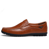 Genuine Leather Shoes Men's Sneaker Loafers Moccasins Casual Black Slip Mart Lion   