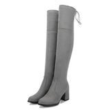 Spring Autumn Women Over the Knee Boots High Heel Woman Thigh High Boots Small MartLion GRAY 3 CHINA