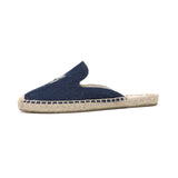 Ladies Summer Toe Slippers Sandals Flat Breathable Slip-On Espadrilles Denim Floral Embroidered Mules MartLion   