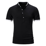 Summer Polo Shirts Men's Cotton Short Sleeve Causal Polo Shirts Solid Color Slim Tops Tees Clothing Mart Lion Black S 