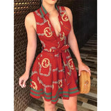 Women's V-neck Bandage Dress frock MartLion   