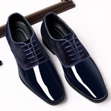 Black Classic Patent Leather Shoes Men's Casual Lace Up Formal Office Work Party Wedding Oxfords MartLion   