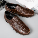 Crocodile Pattern Men's Loafers Genuine Leather Casual Shoes Moccasins Octopus Shape Boat Footwear Mart Lion   