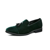 British Style Glitter Leather Men's Dress Shoes Loafers Slip-on Ponited Party MartLion green 7739 38 CHINA