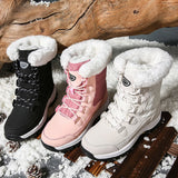 Winter Women Snow Boots Female Outdoor Boots Concise Boots Waterproof Plush Ladies Cotton-padded Shoes MartLion   