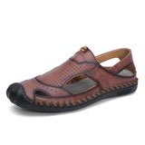Men's Leather Summer Classic Roman Sandals Slipper Outdoor Sneaker Beach Rubber Flip Flops Water Trekking MartLion Brown 38 