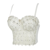 Women Bra Rhinestone Corset Party Clothes Lady Push Up Bra Woman Tops Clothing Gothic Shaper Vintage Bra Underwear MartLion 4-white XL 