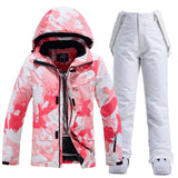 Letter Women Ski Suit Winter Windproof Waterproof Snowboard Jacket Pants Snow Walking Clothes Female Snowsuit MartLion