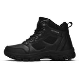 Men's Winter Snow Work Boots Casual Leather Outdoor Thick Sole Desert Military Mountaineering Sports MartLion 621-Black 39 