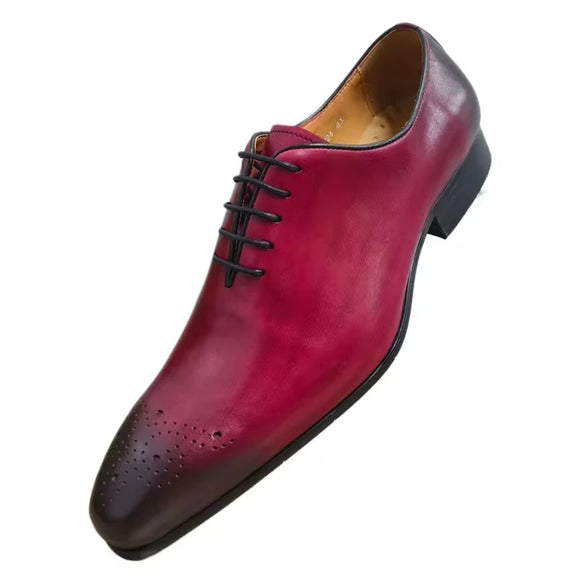 Shoes Oxfords Leather Shoes for Men t Red Social Wedding Evening Party Lace Up MartLion