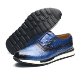 Luxury Men's Casual Shoes Real Cow Leather Crocodile Print Upper Lace-up Sneakers Daily Oxfords MartLion   