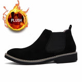 Genuine Leather Men's Boots High Top Casual Shoes Autumn Winter Optional Plush Warm Shoes MartLion Black(Plush) 45(28.0CM) 