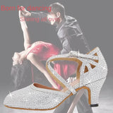 Professional Latin Dance Shoes for Women Diamond-encrusted High-end Indoor Soft-soled Dance Shoes Jazz Tango Salsa Stage Sandals MartLion   