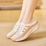 Microfiber Hollow Women sneakers Summer shoes Lady Heel Height 4.0cm Wedding loafers MartLion   