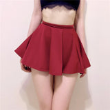 Women's Basic Skirt  Mini Pleated Skirt Red Black Waist Short Skirt Without Lining MartLion   