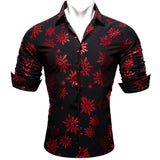 Luxury Christmas Shirts Men's Long Sleeve Snowflake Red Blue Green Gold White Black Slim Fit Male Blouses Tops Barry Wang MartLion 0507 S 