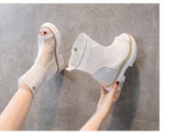  Summer Boots Mesh Ladies Comfort Elevator Shoes Women Knee-length Platform Female Round Toe Zipper Sandals Mart Lion - Mart Lion