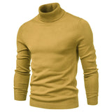 Winter Thick Men's Sweaters Casual Turtle Neck Solid Color Warm Slim Turtleneck Sweaters Pullover MartLion HIGH001-Yellow EUR  XL 72-80 kg 